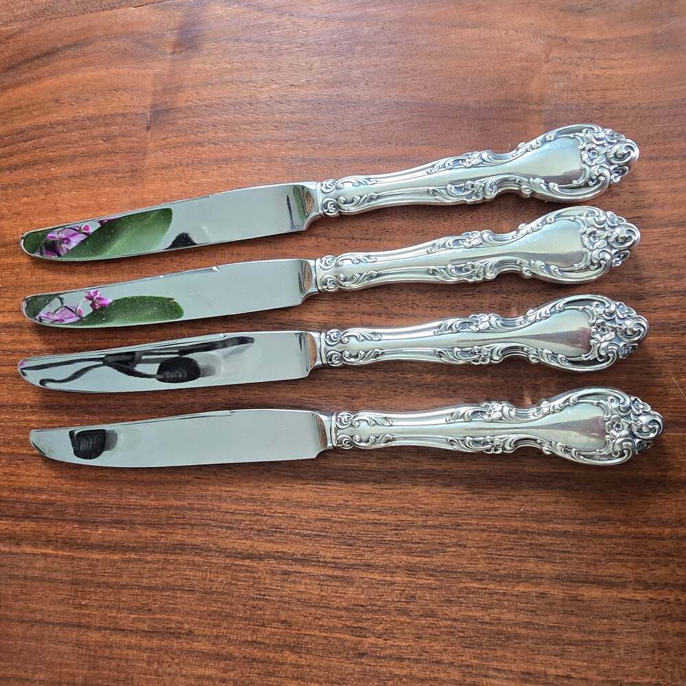 Gorham Melrose Sterling Silver Dinner Knives 4 Hollow Handle Stainless No Mono